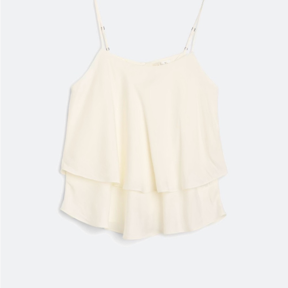 Nine Britton Cam Tiered Satin Tank Top